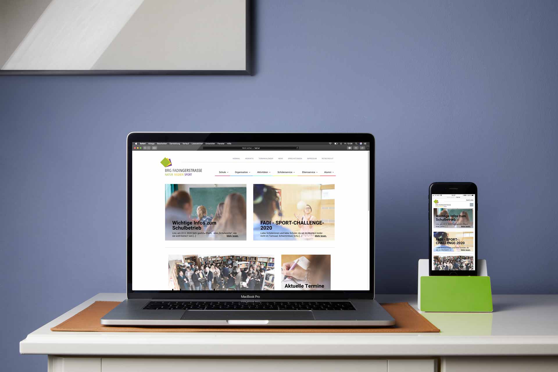 Darstellung der Website fadi.at auf Notebook und iPhone